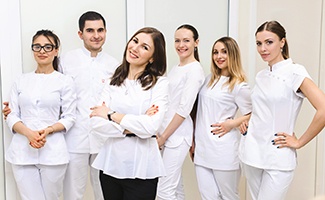 Dental team smiling