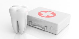 a dental first aid kit against a white background